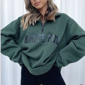 Whitefox Boutique - High Standard Zip Front Sweater Forest Green